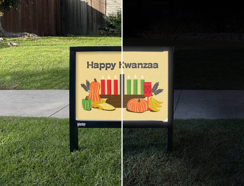 Happy Kwanzaa Yardsy Sign - Day Night