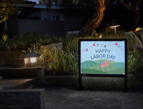 Happy Labor Day Scene Yardsy Sign - Flat Feet