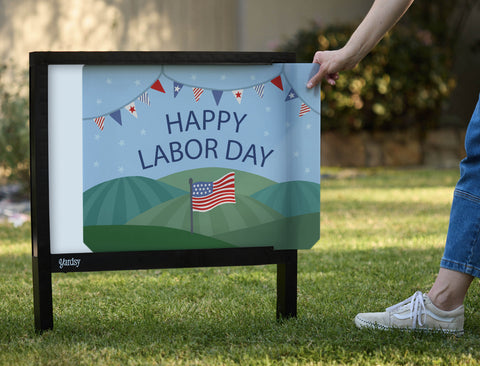 Happy Labor Day Scene Yardsy Sign - Interchangeable