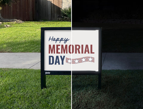 Happy Memorial Day Yardsy Sign - Day Night