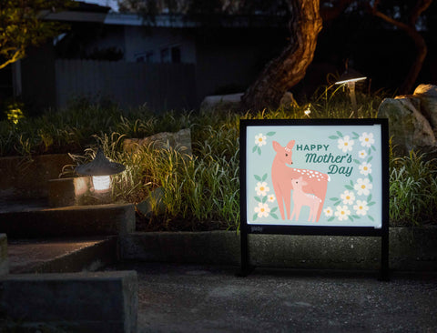 Happy Mother's Day Doe And Fawn Yardsy Sign - Flat Feet