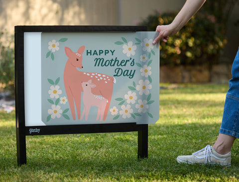 Happy Mother's Day Doe And Fawn Yardsy Sign - Interchangeable
