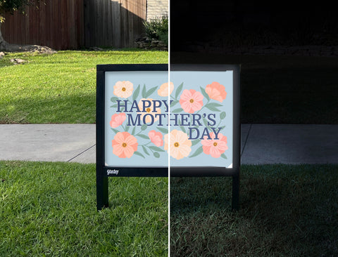 Happy Mother's Day Flowers Yardsy Sign - Day Night