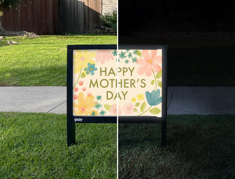 Happy Mother's Day Watercolor Floral Yardsy Sign - Day Night