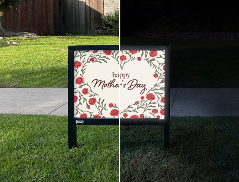 Happy Mothers Day Yardsy Sign - Day Night