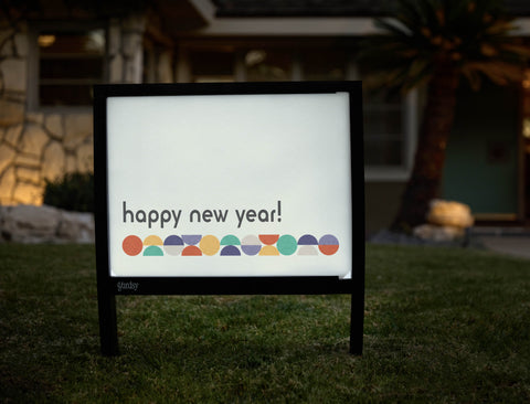 Happy New Year Bauhaus Yardsy Sign - Hero