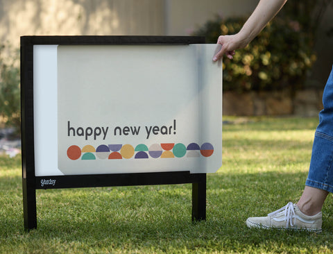 Happy New Year Bauhaus Yardsy Sign - Interchangeable