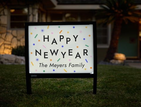 Happy New Year Confetti Custom Yardsy Sign - Hero