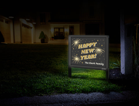 Happy New Year Fireworks Custom Yardsy Sign