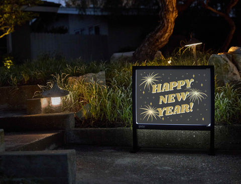 Happy New Year Fireworks Yardsy Sign - Flat Feet