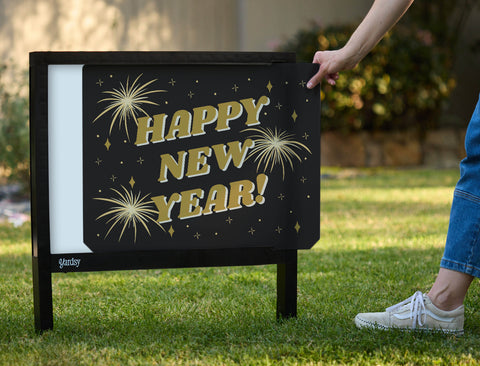 Happy New Year Fireworks Yardsy Sign - Interchangeable