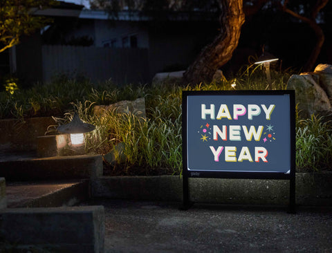 Happy New Year Multicolor Yardsy Sign - Flat Feet