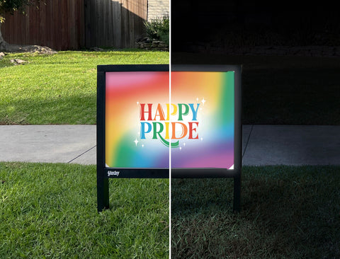 Happy Pride Yardsy Sign - Day Night