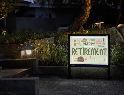 Happy Retirement Hobbies Yardsy Sign - Flat Feet