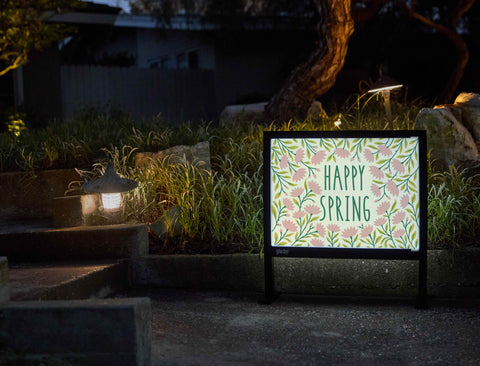 Happy Spring Ditsy Flower Yardsy Sign - Flat Feet