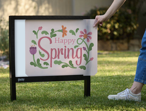 Happy Spring Floral Yardsy Sign - Interchangeable