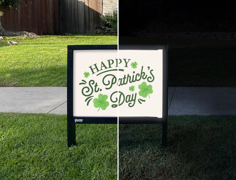 Happy St. Patrick's Day Yardsy Sign - Day Night