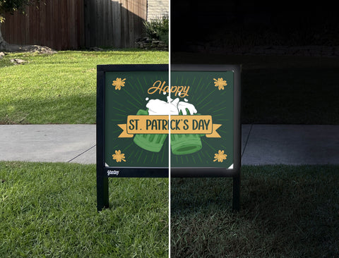 Happy St. Patrick's Day Cheers Yardsy Sign - Day Night