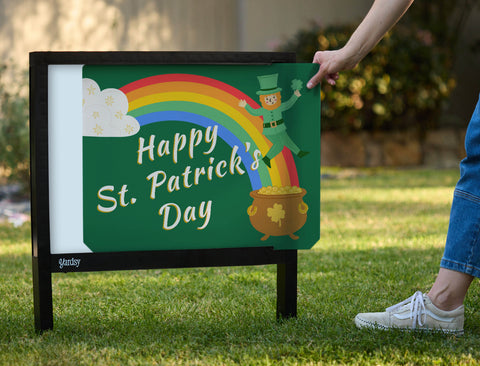 Happy St. Patrick's Day Leprechaun Yardsy Sign - Interchangeable
