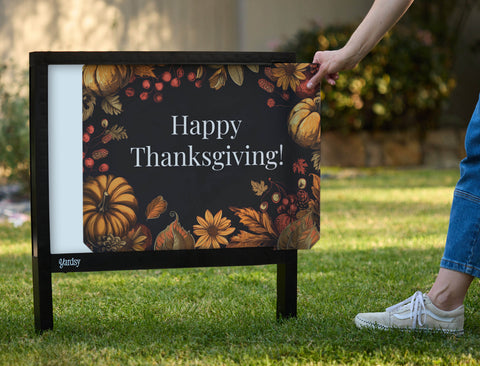 Happy Thanksgiving Bountiful Fall Yardsy Sign - Interchangeable