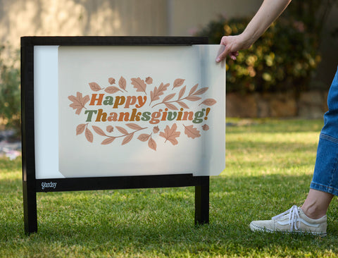 Happy Thanksgiving Leaves Yardsy Sign - Interchangeable