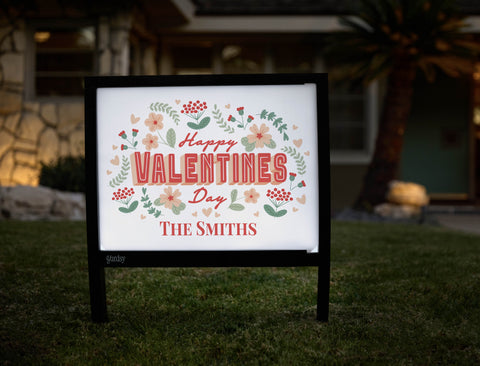 Happy Valentines Day Floral Custom Yardsy Sign - Hero
