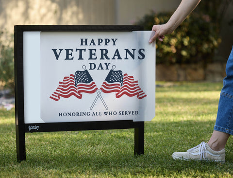 Happy Veterans Day Flags Yardsy Sign - Interchangeable