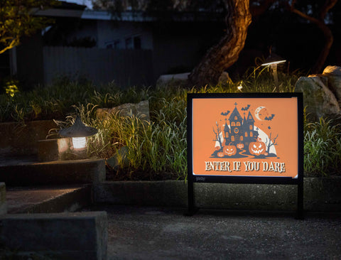 Haunted House Enter If You Dare Halloween Yardsy Sign - Flat Feet