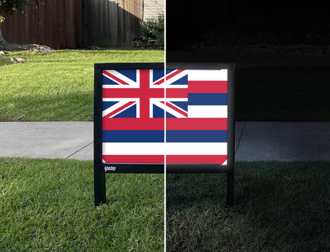 Hawaii State Flag Yardsy Sign - Day Night