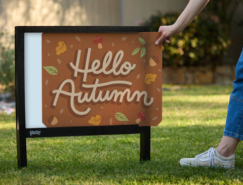 Hello Autumn Greeting Yardsy Sign - Interchangeable