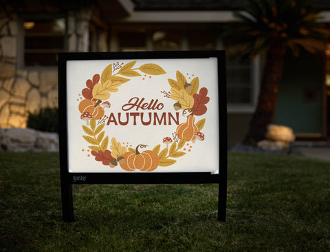 Hello Autumn Wreath Welcome Yardsy Sign - Hero