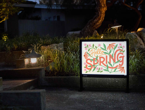Hello Spring Floral Yardsy Sign - Flat Feet