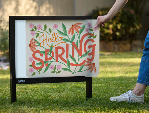 Hello Spring Floral Yardsy Sign - Interchangeable