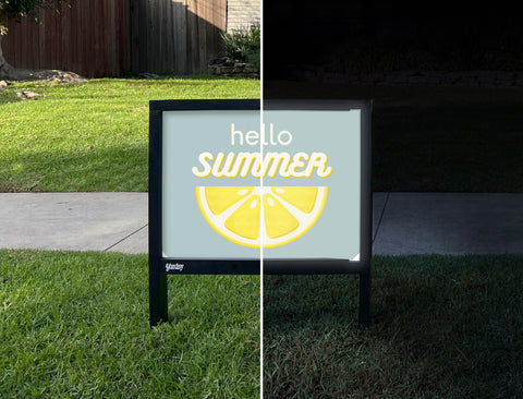 Hello Summer Lemon Yardsy Sign - Day Night
