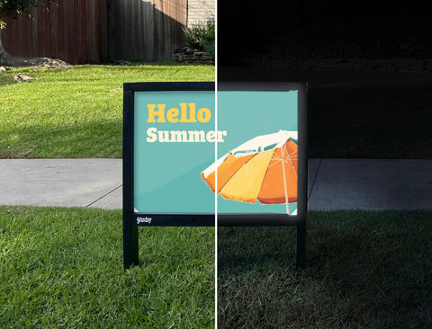 Hello Summer Umbrella Yardsy Sign - Day Night