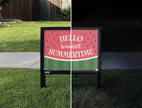 Hello Sweet Summertime Yardsy Sign - Day Night