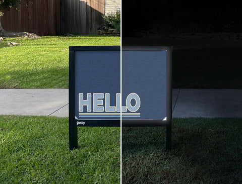 Hello Yardsy Sign - Day Night