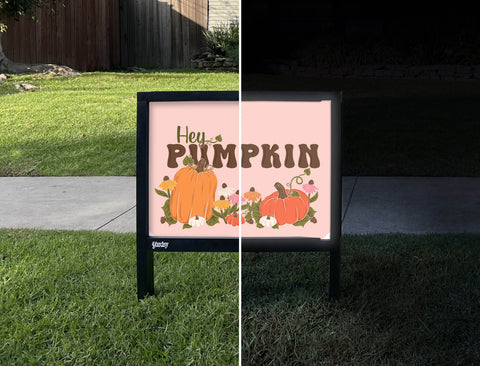 Hey Pumpkin Yardsy Sign - Day Night