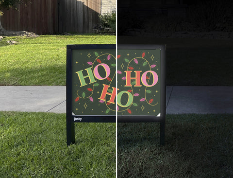 Ho Ho Ho Yardsy Sign - Day Night