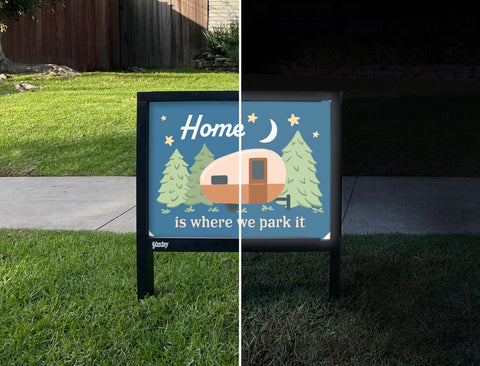 Home Is Where We Park It Yardsy Sign - Day Night