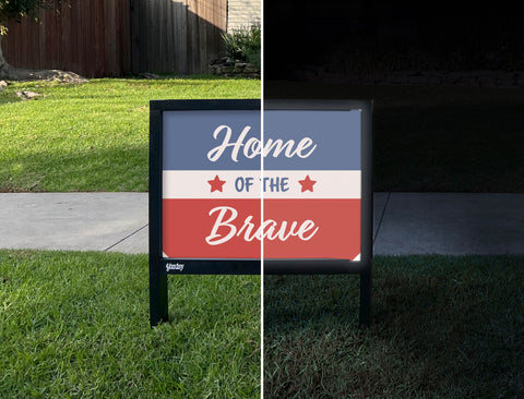 Home Of The Brave Yardsy Sign - Day Night