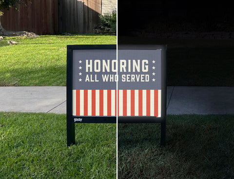 Honoring All Who Served Yardsy Sign - Day Night