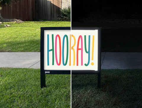 Hooray Yardsy Sign - Day Night