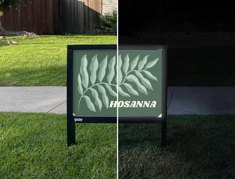 Hosanna Branch Yardsy Sign - Day Night