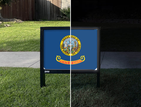 Idaho State Flag Yardsy Sign - Day Night