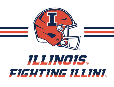 Illinois Fighting Illini Helmet Stripes White Yardsy Sign