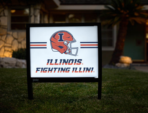 Illinois Fighting Illini Helmet Stripes White Yardsy Sign