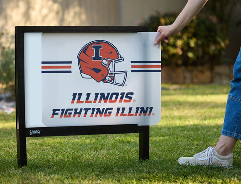 Illinois Fighting Illini Helmet Stripes White Yardsy Sign
