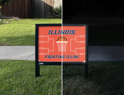 Illinois Basketball Yardsy Sign - Day Night