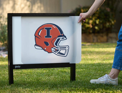 Illinois Helmet Mark White Yardsy Sign - Interchangeable